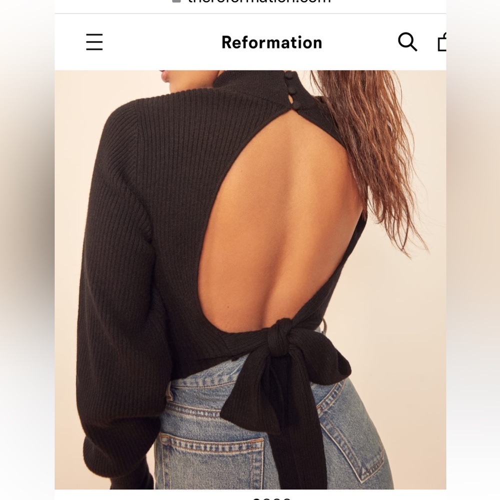 Reformation Osteria Open Back Sweater -cashmere